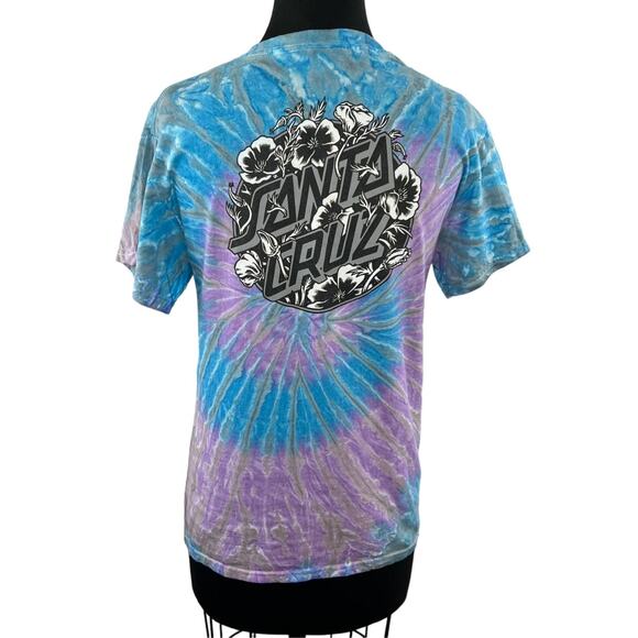 Santa Cruz Tops - SANTA CRUZ Pink Blue Tie-Dye Graphic Cotton Crew Short Sleeve Basic Tee Shirt S